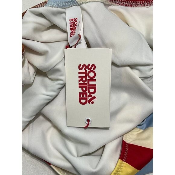 Solid & Striped Nina Multi Color‎ Striped One Piece Swimsuit Blue Red Yellow XS - Picture 3 of 12